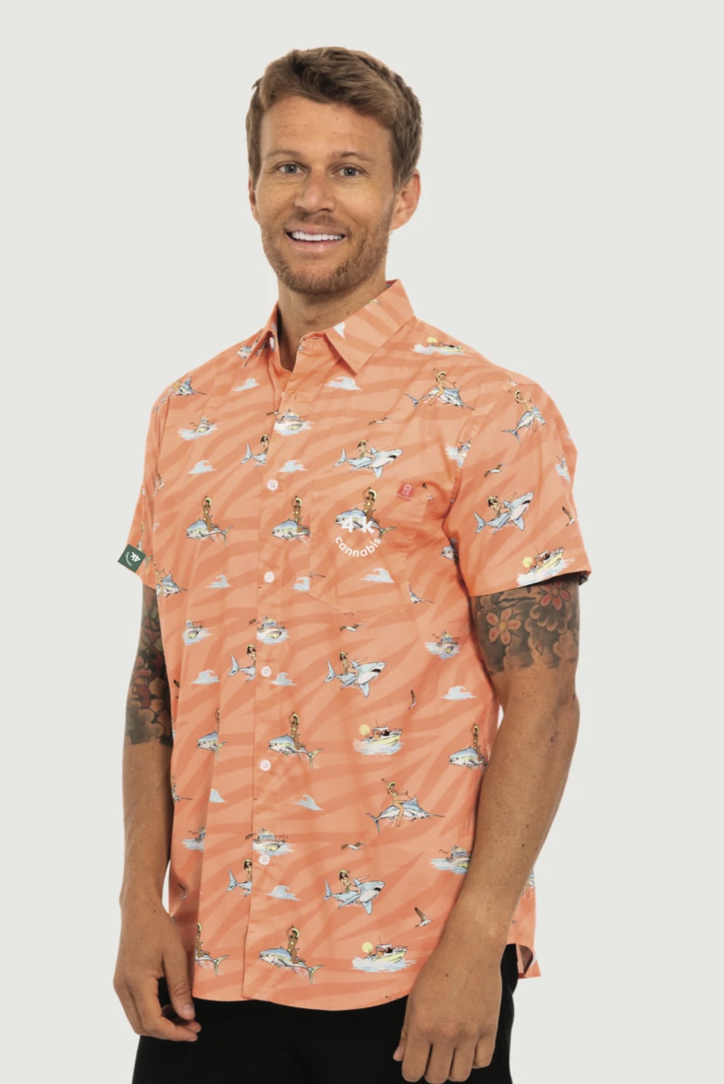 Product image 4K CANNABIS | Button Up Shirt | Orange Angler | S 1