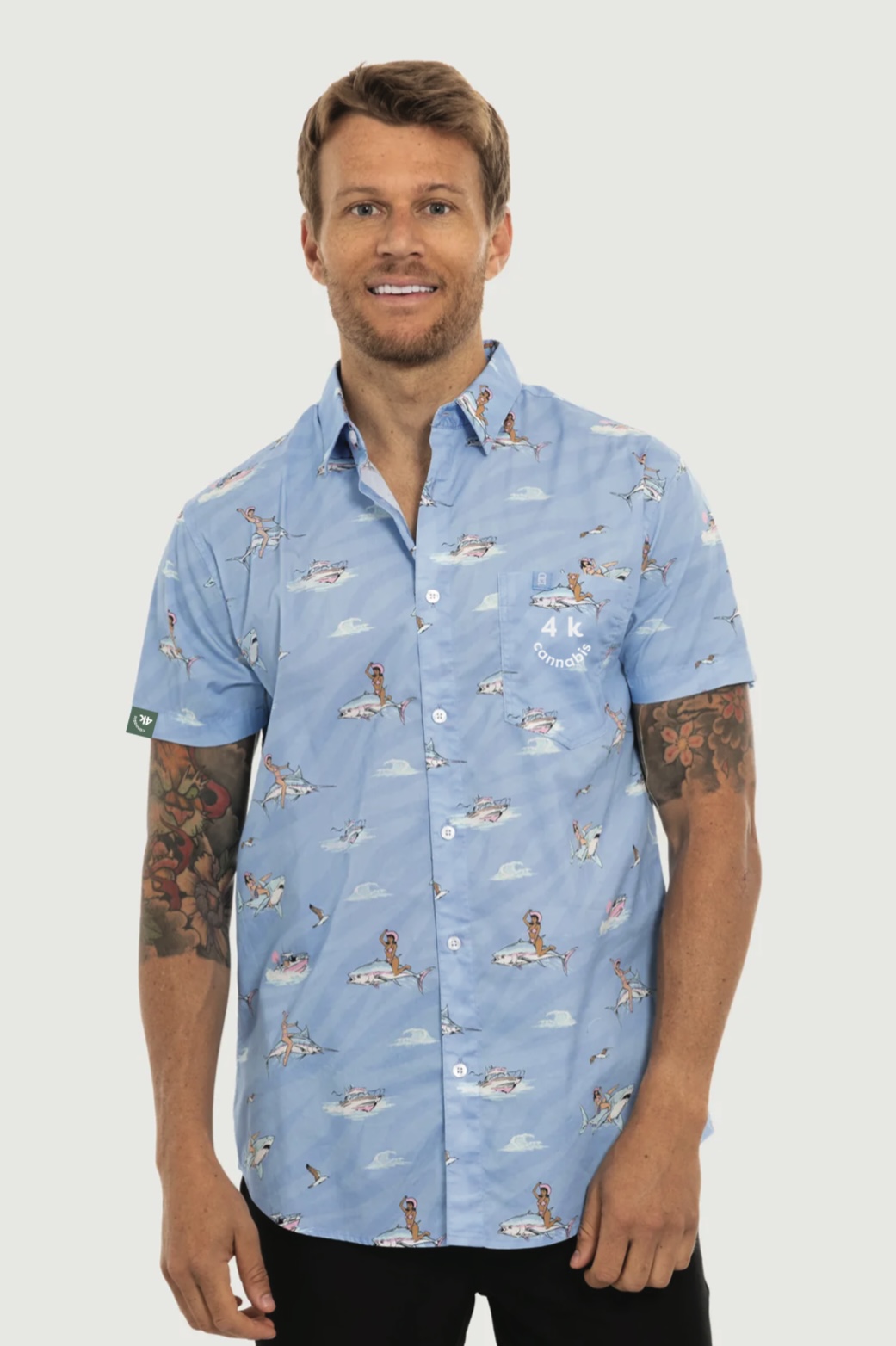 Product image 4K CANNABIS | Button Up Shirt | Angler Blue | L 1