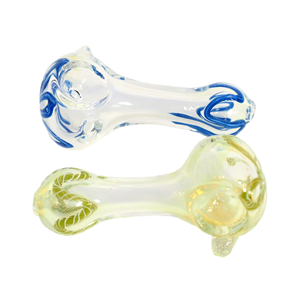 2.5" Clear Glass Spoon Pipe with Colorful Swirl Pattern Design