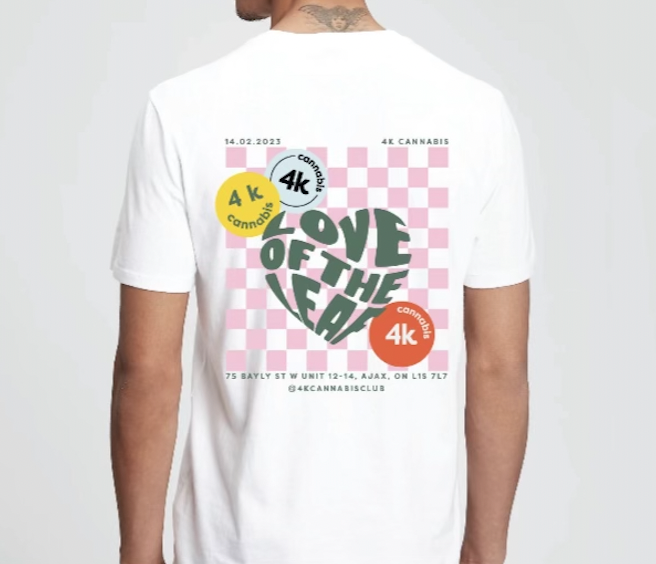 Product image 4K CANNABIS | Limited Edition "Love of the Leaf" T-shirt | White W/ Coloured Badges | L 1